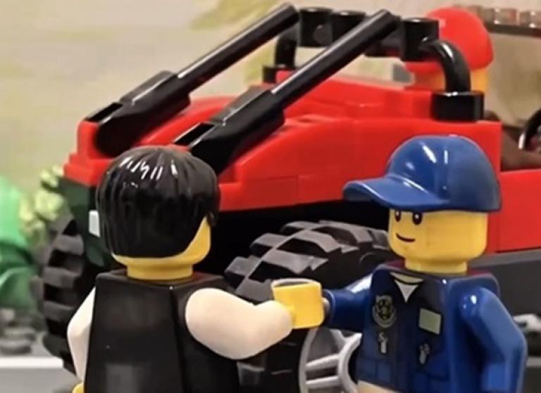 Toy car and people